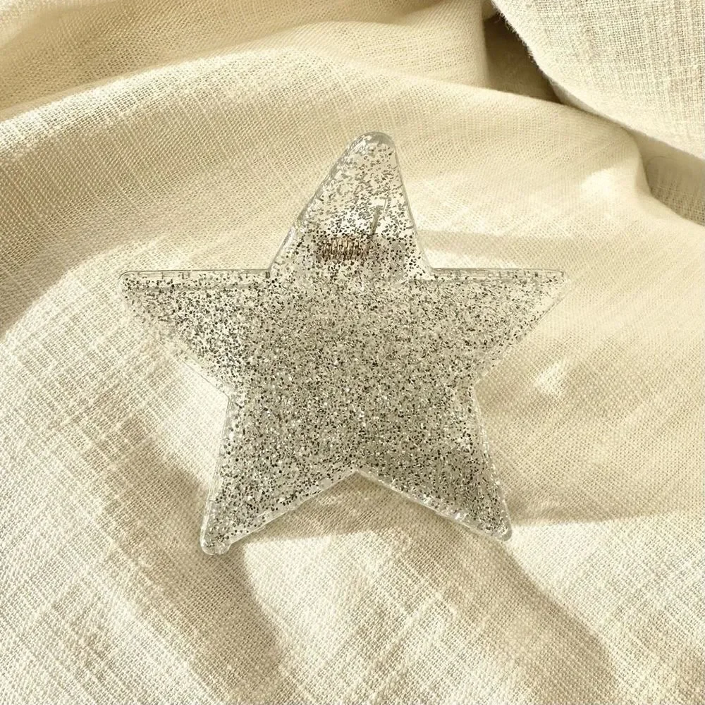 Silver Glitter hair star claw